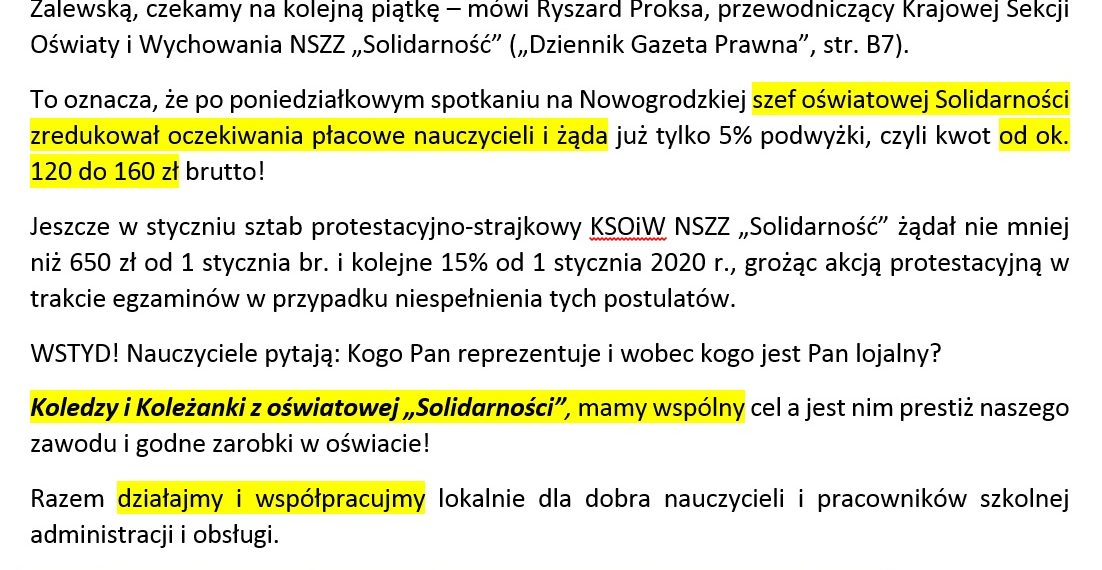Ryszard Proksa, wstyd!